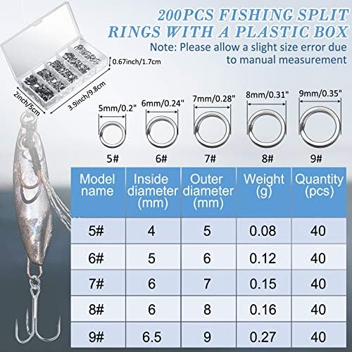 Инструменти за риболовни принадлежности Skylety 200 Броя Разъемных Риболовни на пръстените в пластмасова кутия, Комплект