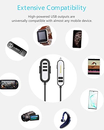 Зарядно за кола Wishinkle 5 USB Адаптер за зарядно устройство с няколко порта с мощност 54 W, 5-крак USB Сплитер за Samsung