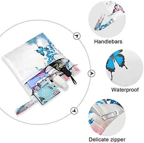 водоустойчив Влажна чанта xigua с шарени пеперуди за Филтър на Пелени, да Пере Многократно Мокри и Сухи чанти с 2 Джоба