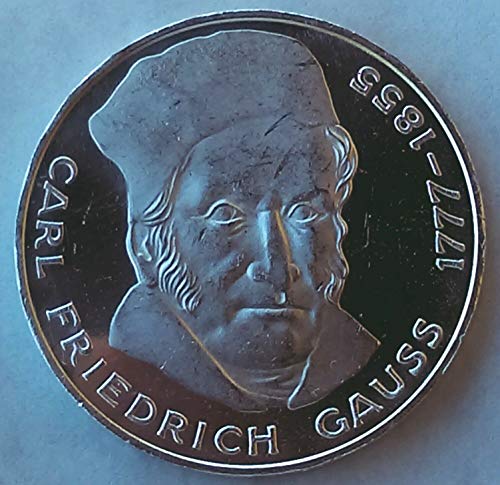 1977. Сребърна възпоменателна монета в 5 германски марки. 200-годишнината от рождението на Карл Фридрих Гаус.