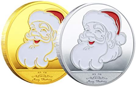 Amosfun 2 бр. Коледен Предизвикателство Монети Сребърни Монети на Дядо Коледа Възпоменателни Монети Колекция от Изкуства,