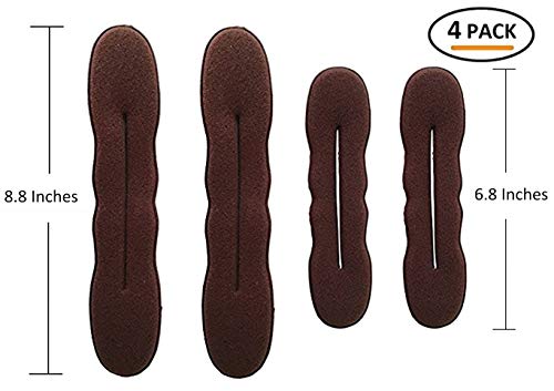 Styla Hair Brown Магически комплект за коса, 4 опаковки (2 малки, 2 големи), поролоновые бисквитные кифлички