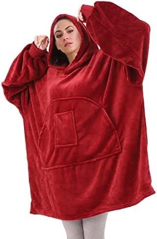 Одеало HOMELEX Hoody С качулка Извънгабаритни Носимые Одеяла - Мягчайшее Топлина, Гигантски Преден джоб за възрастни (Бежов)