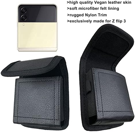 Чанта-кобур за мобилен телефон с панти капак за Galaxy Z Flip 3-5 G, Z Flip 4,5 G, Калъф-клипса за колан с магнитна закопчалка
