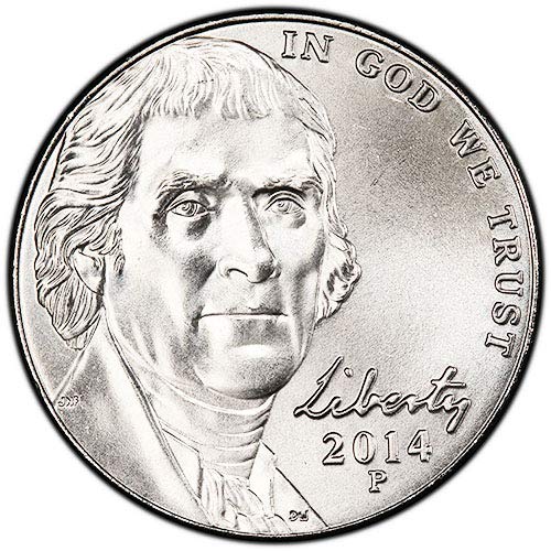 2014 P & D BU Jefferson Nickel Choice Комплект от 2 монети, Монетен двор на САЩ, без да се прибягва
