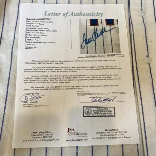 Красив Е Siver Подписа Ню Йорк Метс Мичъл и Нес Джърси Auto JSA COA - Тениски MLB с Автограф