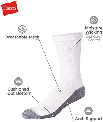 Мъжки чорапи за екипажа с подплата X-temp от Hanes (опаковка от 12 чифта)