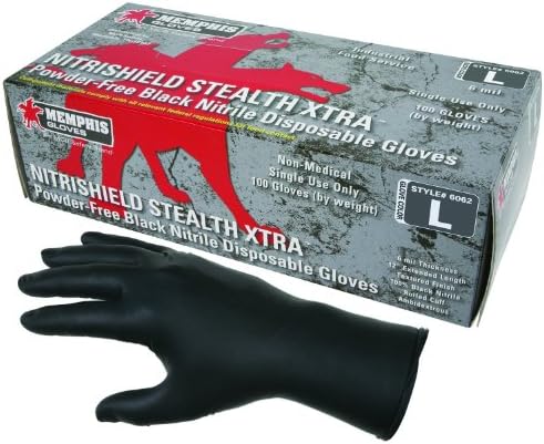 MCR Safety 6062S 12-Инчови Ръкавици за Еднократна употреба NitriShield Stealth Xtra Промишлен клас, които не
