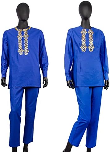 Комплект дрехи за Африканските Двойки С Традиционна Бродерия Дашики, Риза, Отгоре и Панталони, Комплекти, Tribal Спортен