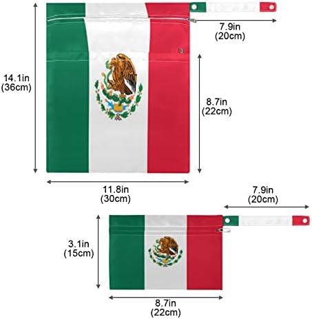ZZXXB Знаме на Мексико Водоустойчив Влажна Чанта за многократна употреба Текстилен Влажна Пелена Суха Чанта с Джоб
