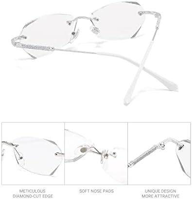 Дамски Очила за четене без рамки LUFF, Модни Леки Очила за четене със Синя светлина, Класически Метални Очила В Удобна