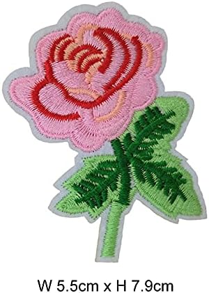 KLORIZ 2 Опаковки Петна с Розов Тюльпаном, Красиво Цвете, Бродирана На Желязо Нашивках, Подарък за Деня На Майката