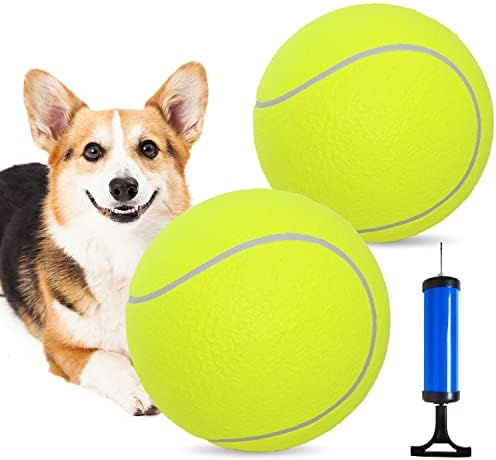 Pomeat 2 бр., Лесен Тенис топка за Кучета, Големи Надуваеми Топки за Тенис 9,5 , Играчка за Дъвчене за Домашни