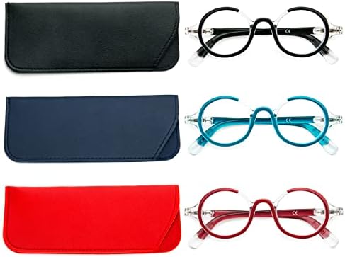 KoKoBin, 3 опаковки, малки кръгли очила за четене, удобни ридеры, цвят и стилни рамки за жени и мъже