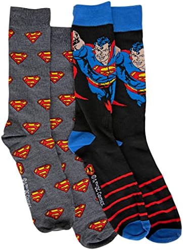 Хипнотични Шапки, Летящ удар на Супермен и Повтарящи се Символи, 2 чифта чорапи Crew за мъже