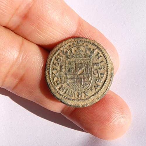 1663 B Филип IV 16 Мараведи Испански Колониален замък и Лъв Карибската Пиратски епоха Монети 315 Продавачът Very Fine