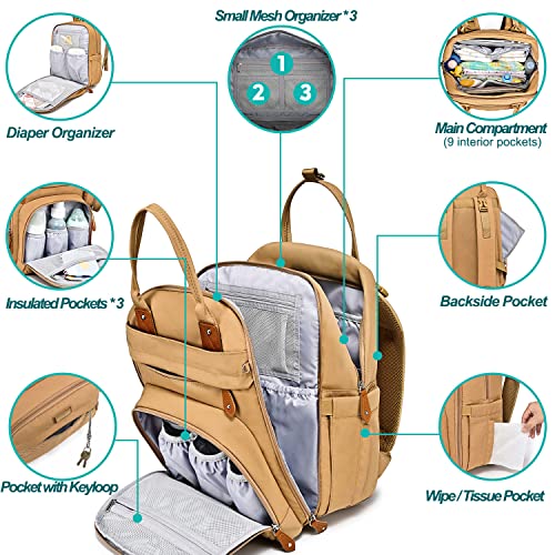 Раница-чанта за памперси BabbleRoo, Чанти за смяна на пелени, богат на функции Водоустойчива чанта с пеленальным