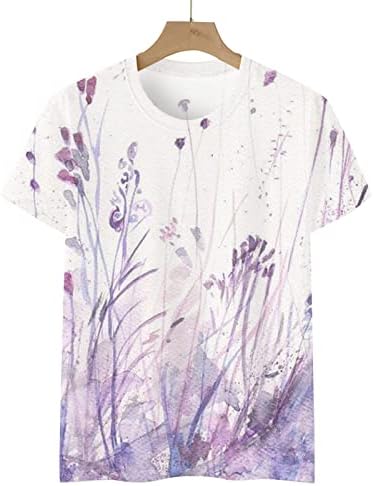 Тениска за момичета, Блузи с къс ръкав, Ризи с Кръгло деколте, Ликра, Рисуването с Туш С Цветен Модел, Есенно-Летни