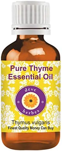 Чисто етерично масло от мащерка (Thymus vulgaris) от Deve Herbs Натурален Лечебен Сорт Парна Дестилиран 10 мл (0,33 грама)
