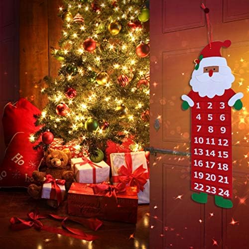 Sewroro Коледен Текстилен Адвент-Календар 2023 Дядо Коледа 24 Деня за Обратно Броене Календар на Вратата на Стенен