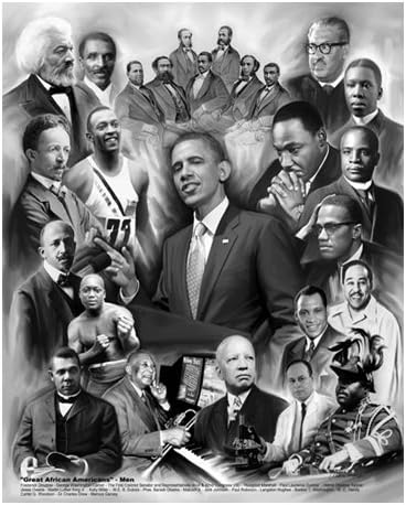 Велики американците Уишам Грегъри, Обама Крал Малкълм Х Маршал (20x24)