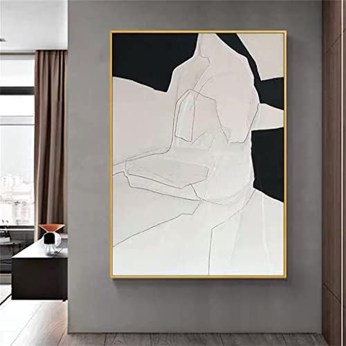 HOUKAI Ръчно Рисувани Абстрактен Кожена лист Живопис с маслени бои върху платно, Хол Златна Декоративна Живопис