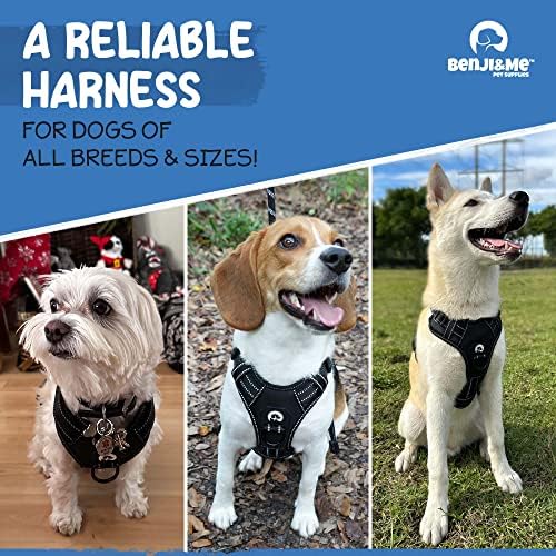 Шлейка за кучета Benji &Me - Шлейка за разходки и дресура без напрежение с 2 скоби за каишка, подсилена ред - Регулируеми