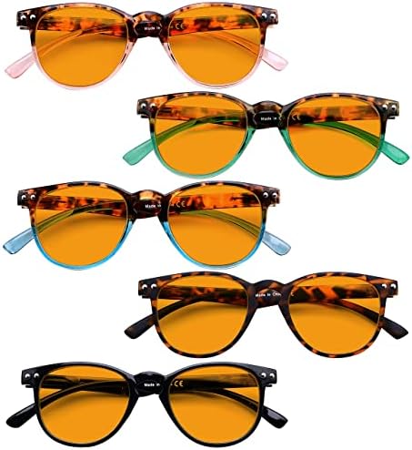Eyekepper 5-pack Сини Светозащитные Очила за четене за Жени с Жълт тонировкой + 1.25