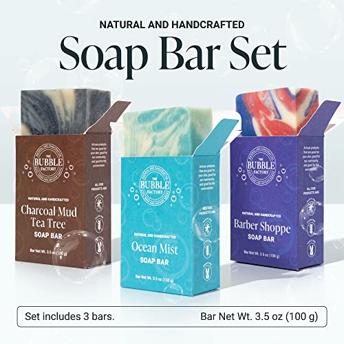 Колекция Bubble Factory Fresh & Clean - Ръчна изработка в САЩ, Без палмово масло, Напълно естествен сапун, 3 барове в опаковка,