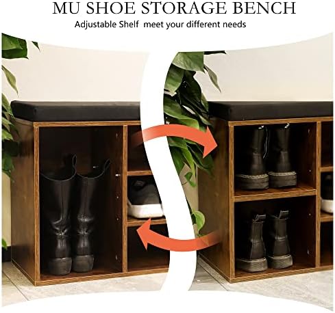 Пейка за съхранение на обувките Му, с възглавница за сядане, Гардероб, Органайзер за обувки в коридора, Пейка
