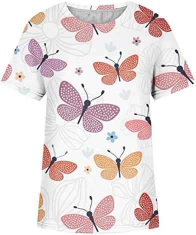 Блузи с къс ръкав за момичета, Блузи с Принтом Пеперуди, Тениски с кръгло деколте, Секси Блуза с Пера за Почивка, 2023