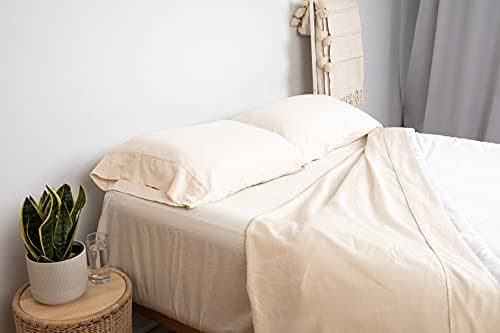Комплект спално бельо Queen от органичен памук - Бяла, сертифициран от DESI, брой нишки 300, 4 предмета, Комплект