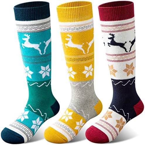 Детски ски чорапи Cimkiz (2 чифта/3 двойки) за момчета и Момичета, Дебели чорапи за зимни спортове, каране на ски
