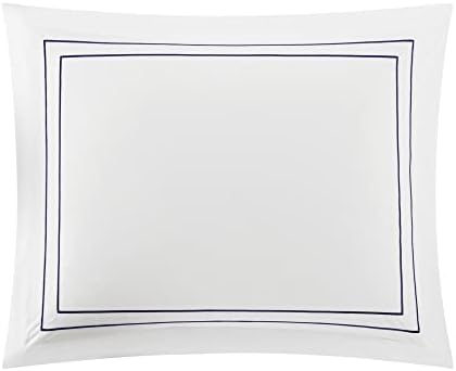 Комплект памук, завивки Chic Home Santorini от 4 теми, Обикновен Бял с двойна лента, бродирани кант, Спално