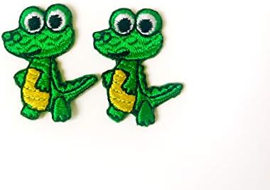 Набор от юаньканьцзю 2 бр. Мини Малък Зелен Крокодил Сладък Карикатура Шият на Желязо Вышитую Приложението на