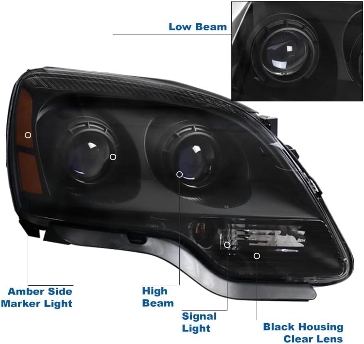 ZMAUTOPARTS е съвместим с въз основа на 2007-2012 GMC Acadia, черни проекторными фарове, фарове с 6,25 бели led светлини