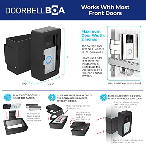Звънец с кражба спирачка на стена за видеодомофон DoorbellBoa, без инструменти или инсталация, надеждно се закрепва само за няколко
