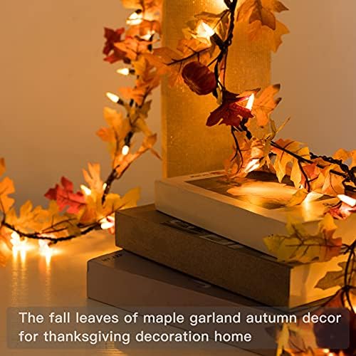 Гирлянди от Кленов листа, Декорации за Деня на Благодарността, Есенния Венец, Венец, с 35 Лампи с нажежаема жичка