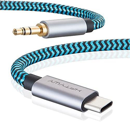 Hftywy USB Кабел C с вход Aux за аудиоразъема 3,5 мм, 4 метра, адаптер Type C за стереокабеля 3.5 мм слушалки, кабел