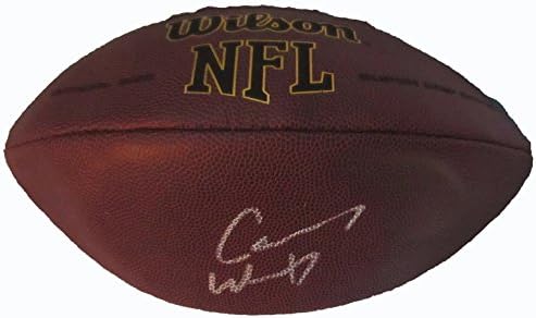 Карсън Венц постави автограф на Уилсън на един футболен мач от NFL с доказателство, Фотография карсън, което подписывающего