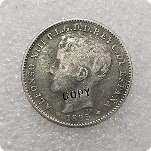 1895 Пуерто Рико 20 CENTAVOS Копирни Монета за Копирни Спомен Новост Монета, Монета за Подарък