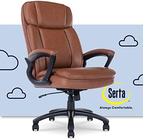 Кресло за ръководители на Serta Big & Tall с висока облегалка, комфорт през целия ден, ергономична лумбална подкрепа, естествена