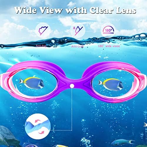 EWPJDK Детски Очила за плуване - 2 опаковки Очила за плуване С защита Срещу замъгляване и протичането За деца на възраст