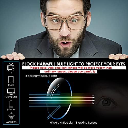 HIYANJN без рамки от Очила За Четене Синя Светлина, Блокиране на Компютърен Четец Без Рамки За мъже, по-Леки Очила (3