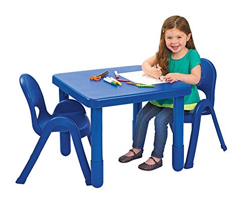 Квадратна маса за предучилищна Angeles myValue с 2 стола, Однотонно-Синьо, Комплект Мебели за домашно училище