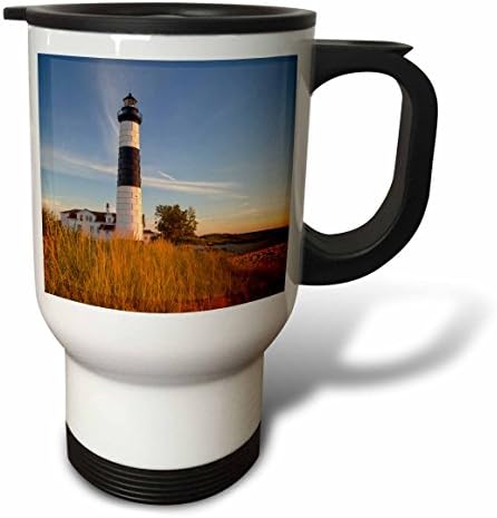3dRose Big Sable Point Lighthouse, езерото Мичиган, Ладингтон, щата Мичиган, САЩ-Чаша за пътуване, 14 грама,