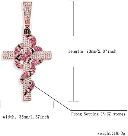 Колие с отложено във формата на кръст във формата на Змия NTAH, Покрити с Лед, Окачване от цирконии, Бижута в стил