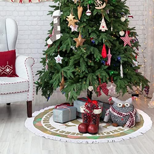 Пола за Коледната елха с Пискюл, Коледен Подложка за Коледната елха със Силует на Кучето, 30 Зимна Подложка за Коледната