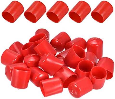 DMiotech 25 Pack 1 ID Червени Протектори За Винтови Резби Гумени Челни капачки Капачки за Болтове за Мебелната тръби
