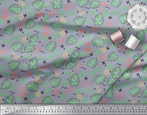 Тъкан от памучен воал Soimoi с геометричен дизайн във формата на листа от детелина и монстеры ширина 42 инча